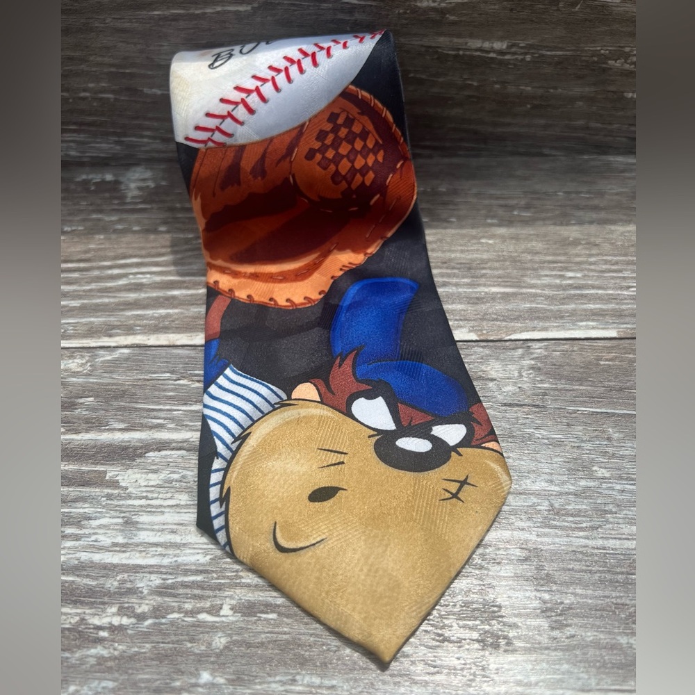 Looney Tunes necktie Warner Bros. vintage men’s novelty tie Taz baseball bolero‎